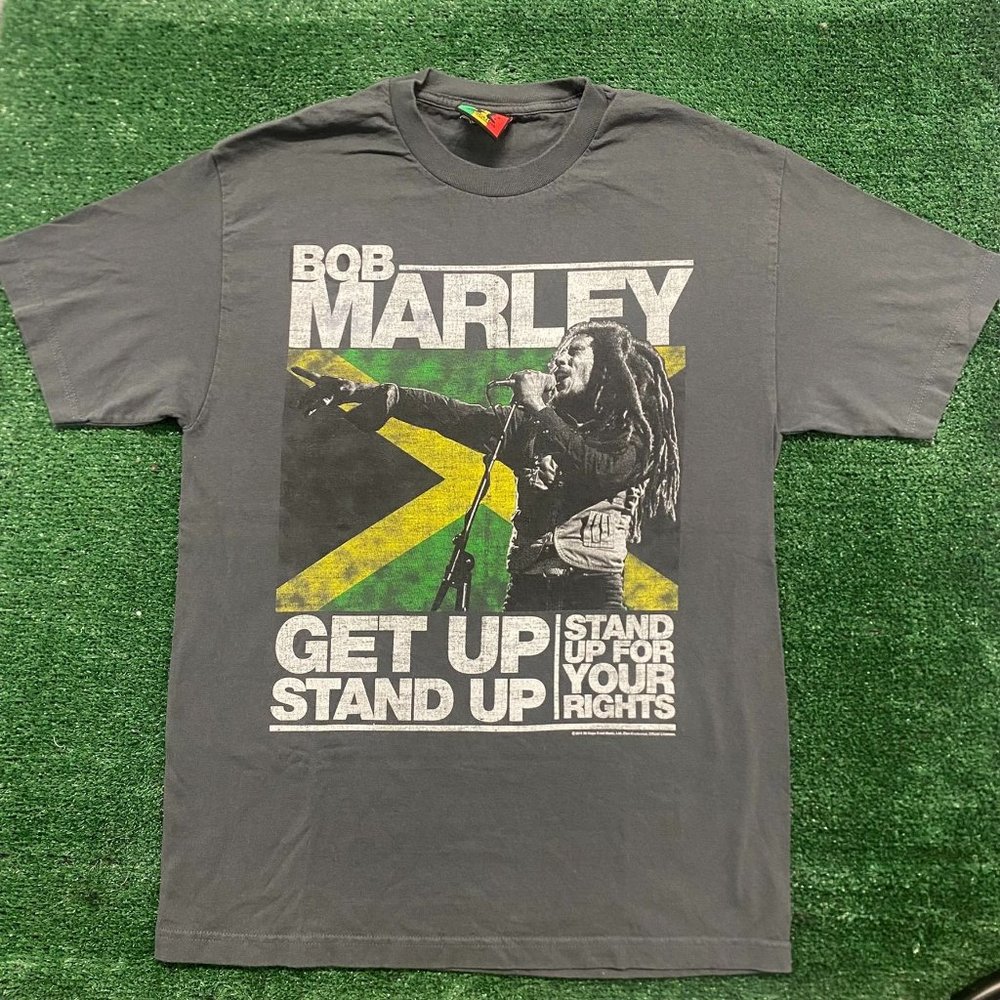Vintage Y2K Bob Marley Jamaica T-Shirt Reggae Rasta Boxy Gray L Skater Hippie